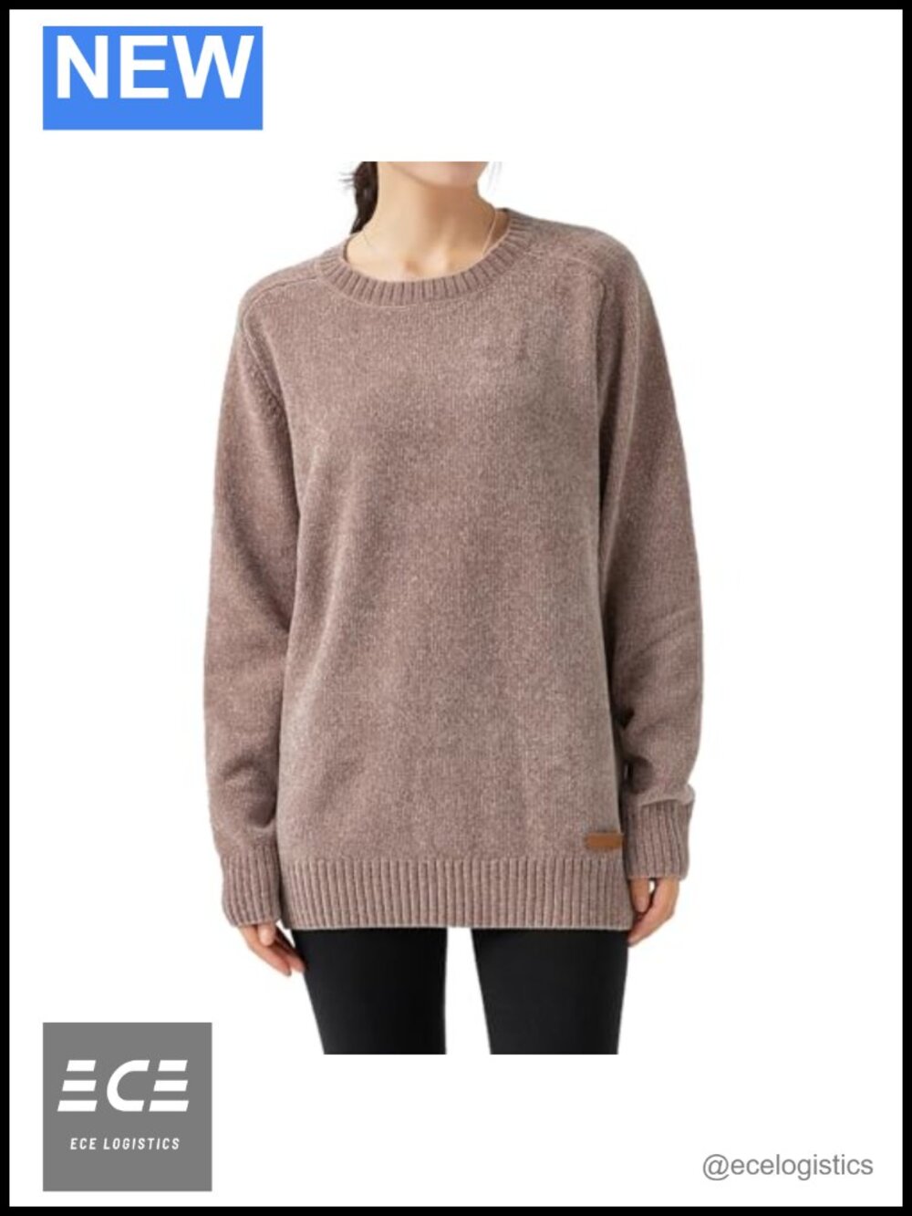 Chenille Crewneck Long Sleeve Pullover Sweater Ribbed Cuff Hem Women's